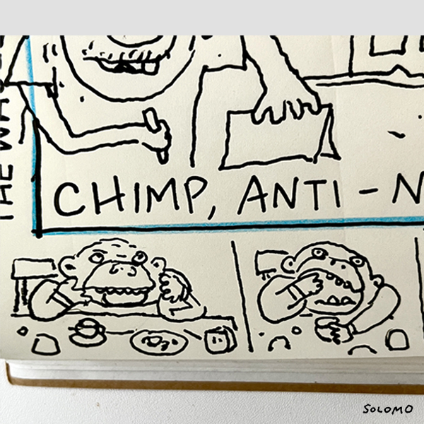more comics about chimps and
        food